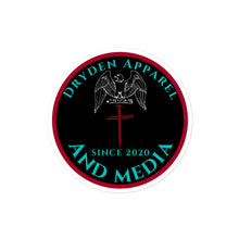 Load image into Gallery viewer, DRYDEN APPAREL AND MEDIA LOGO BUBBLE-FREE KISS CUT STICKER