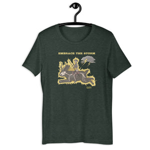 EMBRACE THE STORM (JACKALOPE EDITION) UNISEX T-SHIRT IN VARIOUS COLORS